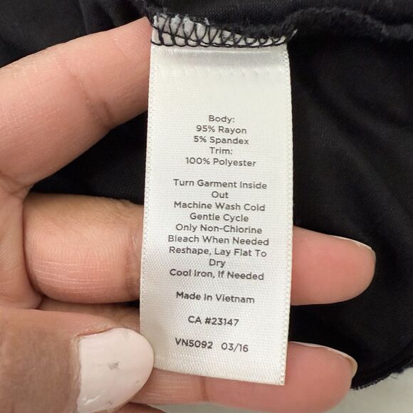 Talbots Top SZ 1X Black Lightweight Jersey Ruffle Panel Front 3/4 Sleeve Stretch - Picture 10 of 10